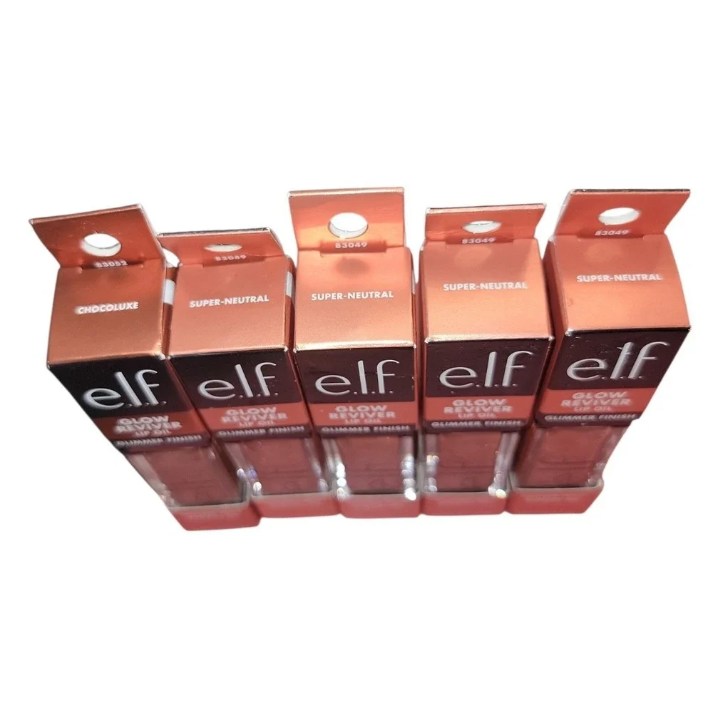 ELF Glow Reviver Lip Oil  5 Pack Super Neutral  & Chocolux Glimmer Finish Tinted